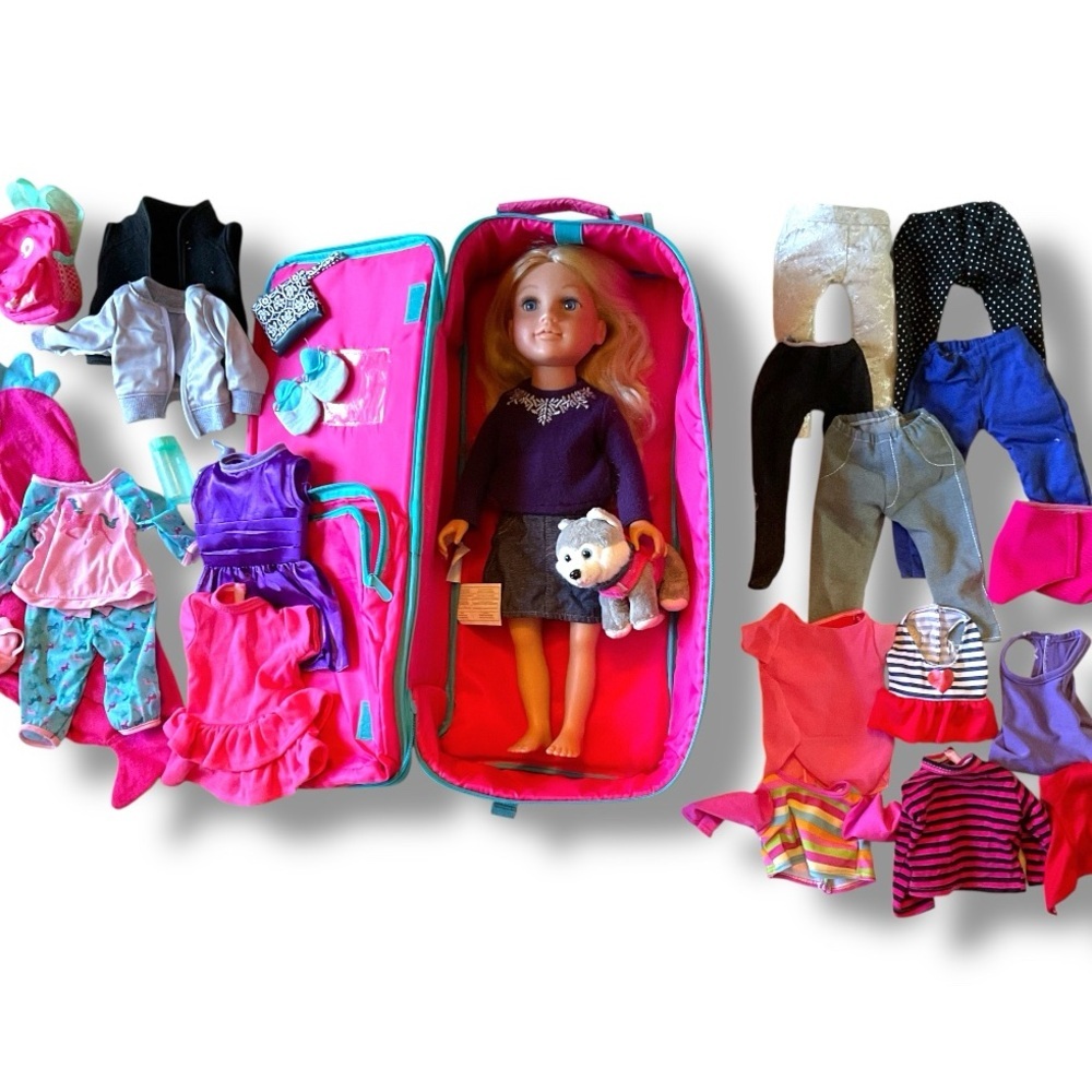 Journey Girl Doll Lot Carrying Case Fashion Clothes‎ Dog Blonde Toys R Us 18”